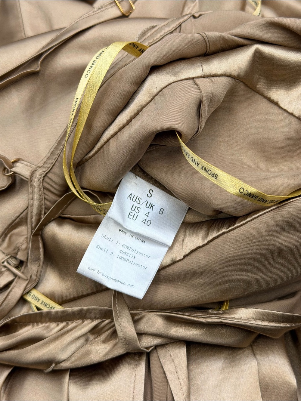 🆕 BRONX & BANCO 🧿 NWOT Leo Caramel Silk-Blend Maxi Dress, Sz S US 4 - Picture 12 of 12